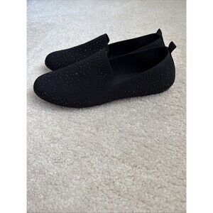 MIA Denny Knit Flats 11 Black Loafers Comfort Knit Womens Black Rhinestones